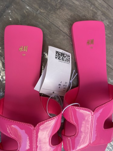 Pantuflas H&M Slides rosa brillante talla Reino Unido 5 EUR 38 EE. UU. 7 - Imagen 2 de 4