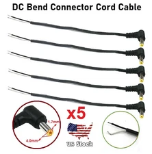 5pcs DC Tip Power Plug Jack Connector 4.0x 1.7mm Male Right Angle Cord Cable