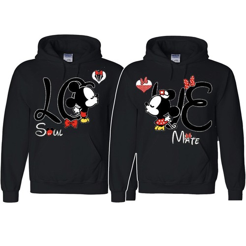 LOVE Soul mate Couple Matching Hoodies Mickey Minnie Kiss vacation Anniversary - Picture 4 of 9