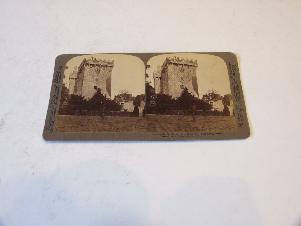 1901 ANTIQUE STEREOVIEW CARD BY UNDERWOOD & UNDERWOOD "BLARNEY CASTLE
