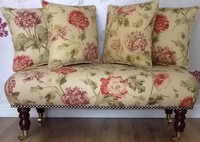 Long Footstool Stool & 4 Cushions Laura Ashley Hepworth Gold Fabric Long Footstool Stool & 4 Cushions Laura Ashley Hepworth Gold Fabric