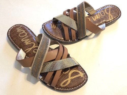 Sam Edelman Women's Sz 7 Sandal Glennia Criss Cross Slide Open Toe Slip On Beach - 第 1/11 張圖片