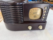 Vintage 1939 Zenith 5R312 Bakelite Tube Radio Boomerang Beehive Working No Rese