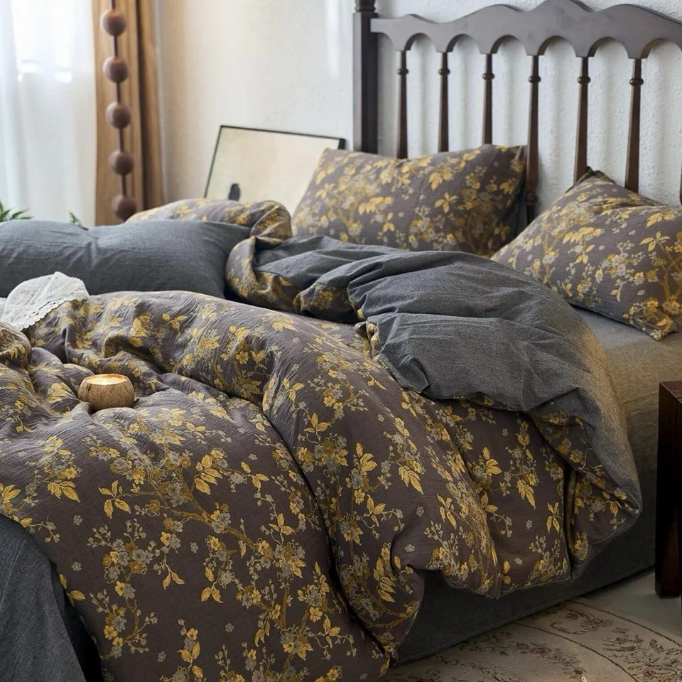 NUEVO Juego de edredón reversible de cama boho king 100 % algodón jacquard dorado anthro Foto 3 de 4