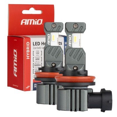 LED Auto Scheinwerferlampen AMiO HYBRID H8/H9/H11/H16 Canbus 6000K 60W 2x