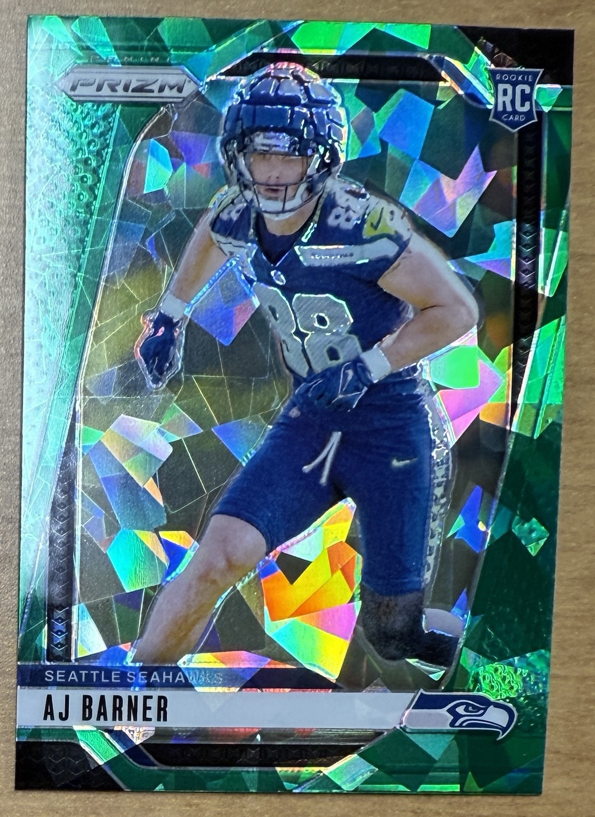 2024 Panini Prizm AJ Barner Green Ice SSP #304 Rookie RC