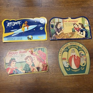 4 Vintage Atomic Lady Prim Happy Home “One Hundred”  Sewing Needle Books