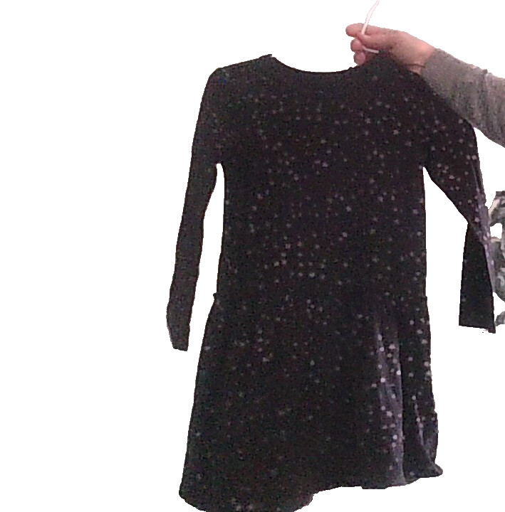 STARS! BCB Girls M (6/7) Long Sleeve Silver Star Black Dress Twirly Great Cond