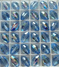 Vintage Swarovski 5200 12x8mm Oval beads, Light Sapphire AB 6pcs 