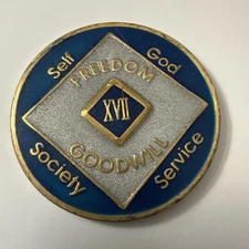 Narcotics Anonymous 17 Yr WSO 1991 ENAMELED NA RECOVERY CHIP MEDAL COIN TOKEN