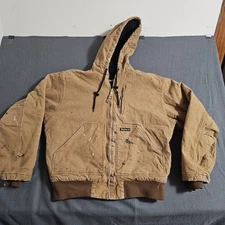 Walls Workwear Coat Mens Size LT  Canvas Hooded Full Zip Jacket Paint Covered