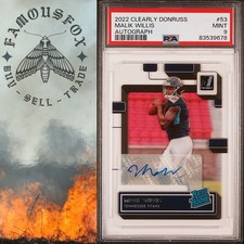 PSA 9 Mint MALIK WILLIS Rated Rookie Auto 2022 Panini Clearly Donruss RC #53