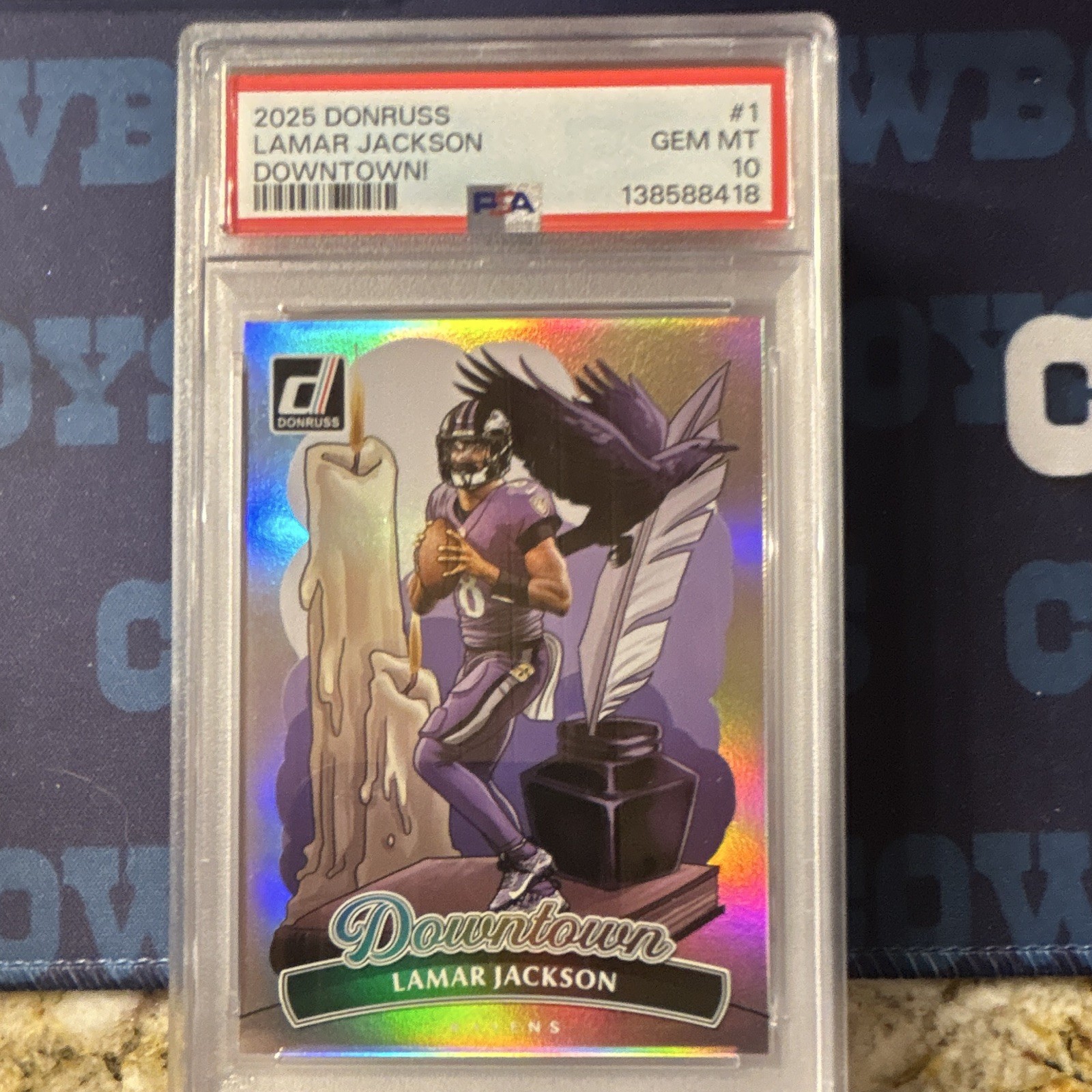 2025 Panini Donruss Downtown! Lamar Jackson Ravens #1 PSA 10 GEM MT