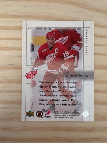 2000-01 Upper Deck Dignitaries #D5 Steve Yzerman - Detroit Red Wings - Bild 2 von 2