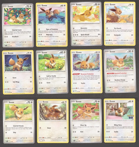 EEVEE Pokemon Card Collection Set of 12 English NM Cute 151 Evolving Skies