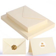30 PACK Cream Blank Cards and Envelopes 4x6 Inch, inches, White