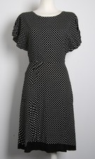 PRADA Women Black Dress Viscose Polka Dotted Print A-Line Bodycon Wrap Sz IT 38