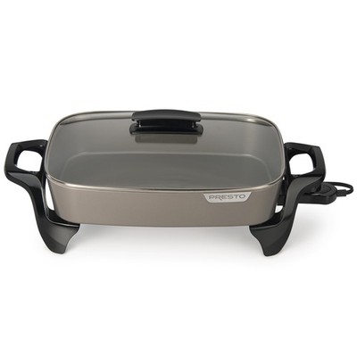 Presto Electric Skillet w/Glass Lid, Nonstick Multi-Cooker, 16'', Gray (Open Box)