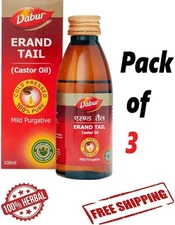 3 x Dabur Erand Tail 100ml | Pure Cold Pressed Castor Oil | Herbal | FREE SHIP