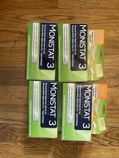 Lot Of 4 Monistat 3 Cream Combo Pack 3 Ovules & 1 Tube  EACH X3 - EXP2027
