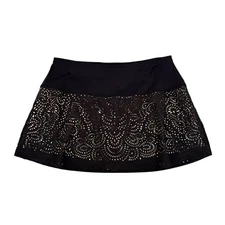 Lucky in Love Tennis Skort Womens Size Large Black Gold Layered Lined Skirt