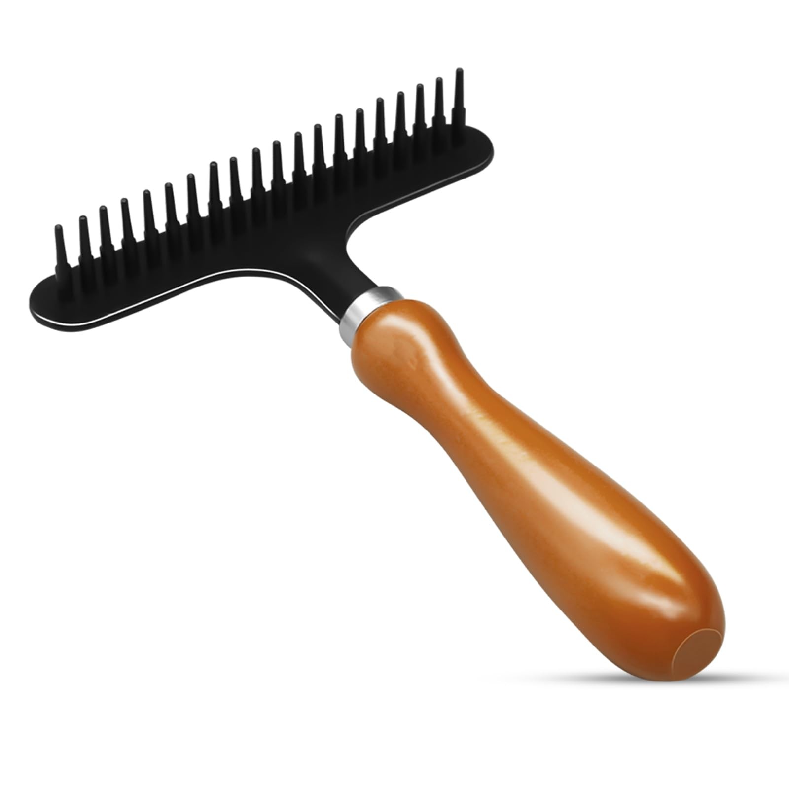 HINGTAI Portable Carpet Rake, Matted & Shag Rug Rake, 6.0 x 4.3 inches, Black