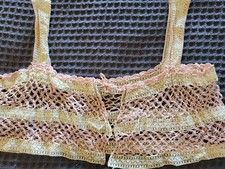 ANTIQUE VICTORIAN CROCHETAND LACE HANDMADE TINY DELICATE BRALETTE 1920s 30s XS