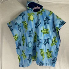 Handmade Infant Toddler Car Seat Poncho Fleece Jacket Blue Turtle