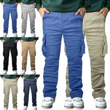 Mens Stretch Cargo Joggers Elasticated Cotton Tactical Work Utility Trousers New