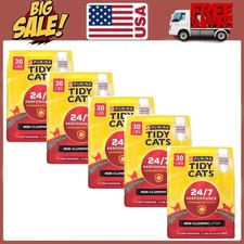 5 Packs Tidy Cats Non-Clumping Litter, 24/7 Performance Odor Control, 30 lb Box