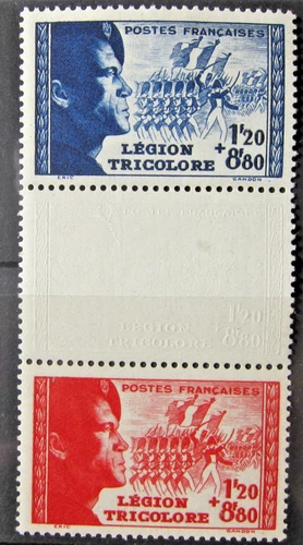 FRANCE 1942 - TRICOLOR LEGION 1f.20 + 8f.80 YVERT N° 565/66a new * SIDE 18E