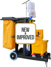 Simpli-Magic Commercial Cleaning Cart with Waste Bag Lid, Janitorial Utility C