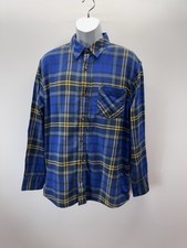 Vtg Field and Stream Long Sleeve Button Up Flannel Shirt Men's Medium Blue Plaid