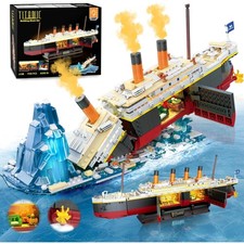 Titanic Baukasten mit LED Lichtern, Mini Modellbausatz, 1935 Teile, Display S...