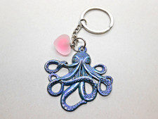 Octopus Sea Keychain Key Chain with Pink Heart