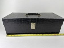 Vintage 8-Track Carrying Case Black Faux Leather Alligator Holds 24 Tapes NICE 