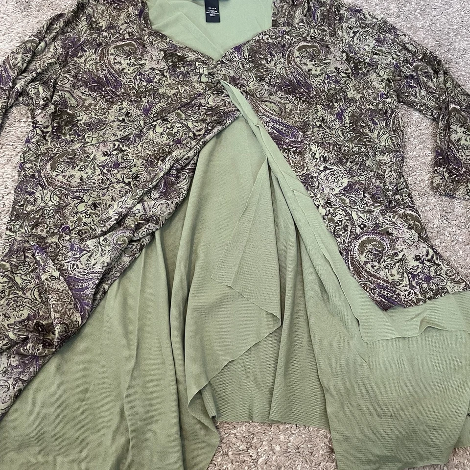 Top Venezia Babydoll Verde Paisley Malla Pañuelo Dobladillo Cabricho Hada Y2K Años 90 22/24 Foto 2 de 4