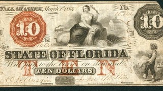 1864 $10 The State of Florida Tallahassee Obsolete Note PAPER CURRENCY