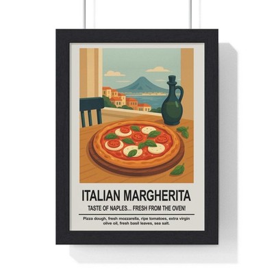 Italienisches Margherita Pizza Wandbild - Italienisches Küchendekor Druck Wandkunstdruck
