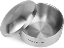 Stainless Steel Shaving Soap  Cream Bowl with Lid  Three-Walls Heat Preservati