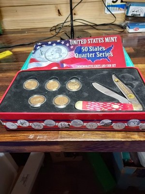 Steel Warrior U.S. Mint 50 States Quarter Series Knife & Gold-Plated Coin Set