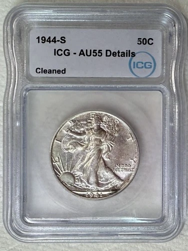 1944-S Walking Liberty Half Dollar .50C IGC AU55
