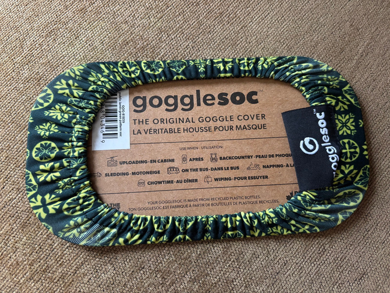 GOGGLESOC Green Yellow PUBLIC LANDS Goggle Cover - Made from Recycled Bottles