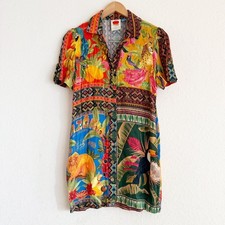 Farm Rio Grazia Floral Mini Button Front Dress Size XSP