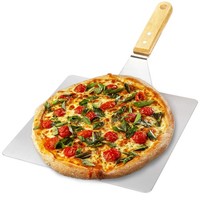 Pizzaschaufel Aus Rostfreiem Edelstahl - Pizza- Und Kuchenheber Mit Holzgriff -
