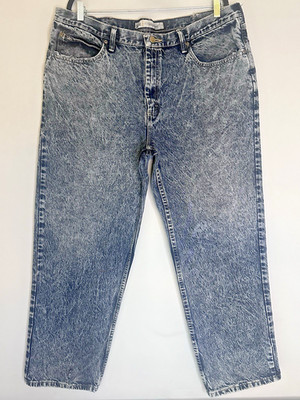 Lee Relaxed Fit Jeans W39 L29 Blue Acid Wash Distressed Grunge Skater Denim