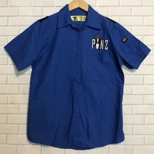 Pinz Bowling Alley Studio City California Halloween Men's Blue Employee Shirt S