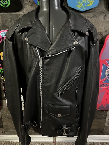 Vintage Leather Motorcycle Jacket Men's Excelled Brand Black Coat 52 ...