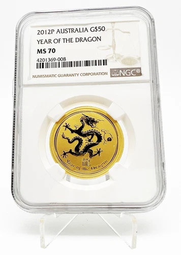 Australia 2012 50$ Year Of The DRAGON Lunar Series 1/2 oz Gold Coin NGC MS70