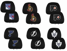 NHL Head Rest Covers Set of 2 Embroidered Team Logo by ProMark Select Team Below